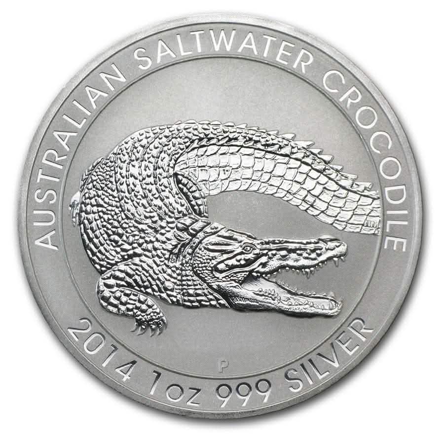 2014 1 oz Australian Silver Saltwater Crocodile Coin (BU) - AGC