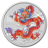 2024 Australia 1 oz Silver Lunar Colorized Dragon in Capsule