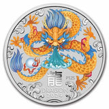 2024 Australia 2 oz Silver Lunar Colorized Dragon in Capsule