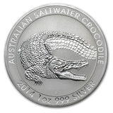 2014 1 oz Australian Silver Saltwater Crocodile Coin (BU) - AGC