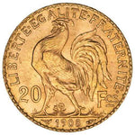 French 20 Franc Rooster Gold Coin Avg Circulated - Random Year - AGC