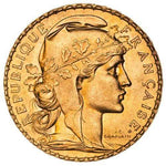 French 20 Franc Rooster Gold Coin Avg Circulated - Random Year - AGC