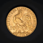 French 20 Franc Rooster Gold Coin Avg Circulated - Random Year - AGC