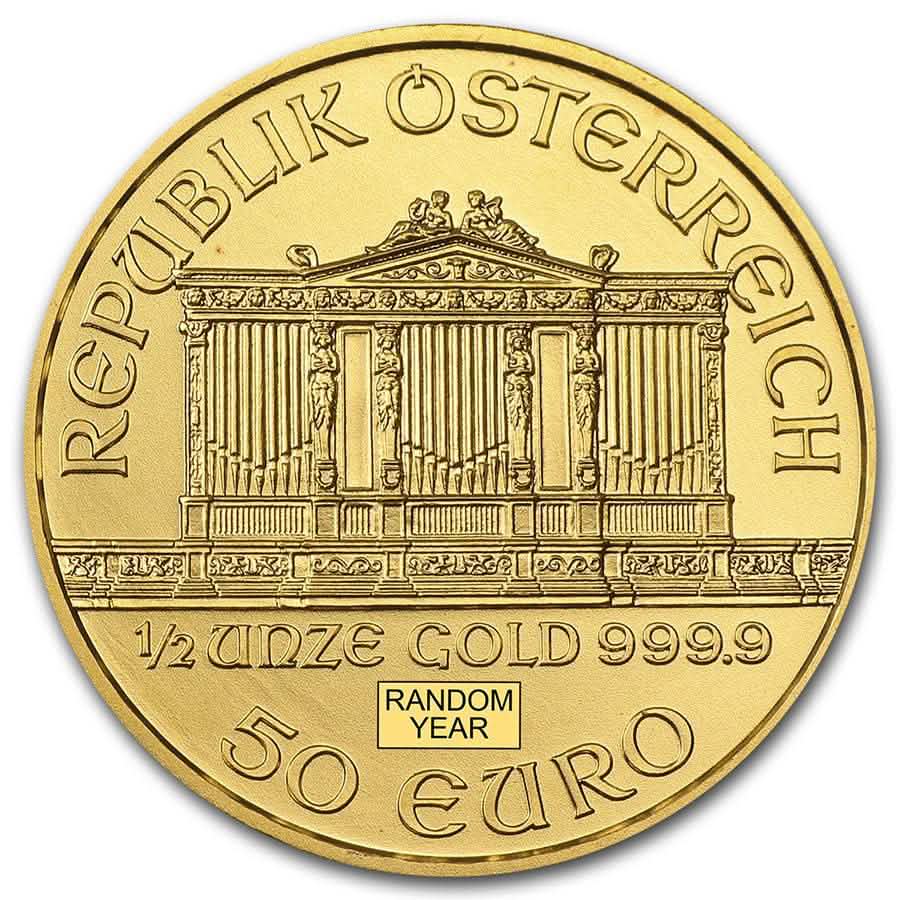 1/2 oz Austrian Gold Philharmonic Coin (Random Year, BU) - AGC