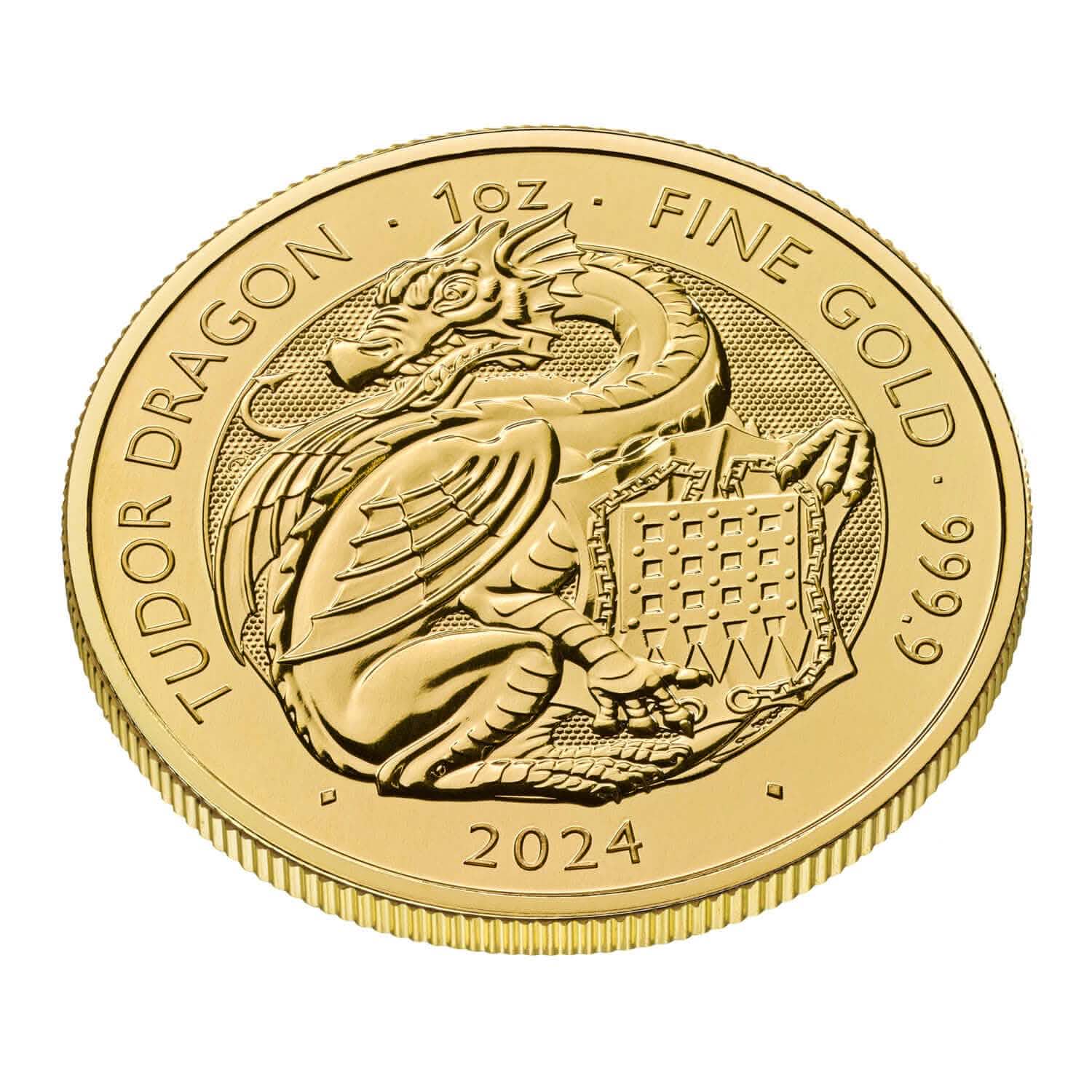 2024 1-oz Gold Tudor Beasts Tudor Dragon (BU) - AGC