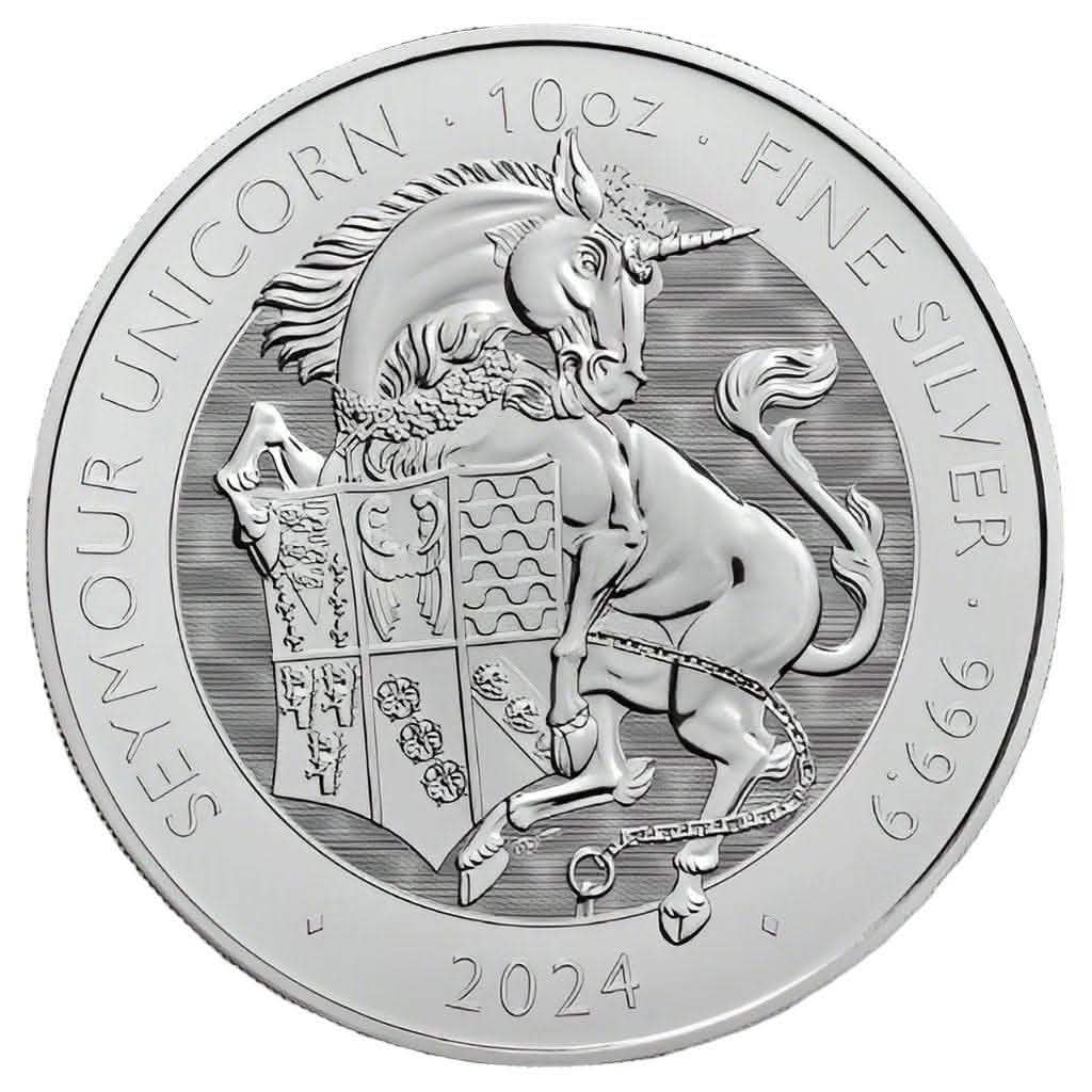 2024 10 oz Tudor Beast The Seymour Unicorn Silver Coin - AGC