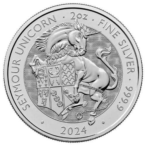 2024 2 oz Tudor Beast The Seymour Unicorn Silver Coin - AGC
